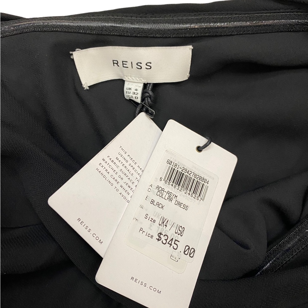 NWT Reiss Ada Asymmetric Hem One Shoulder Dress Black Size 0 - Picture 7 of 9